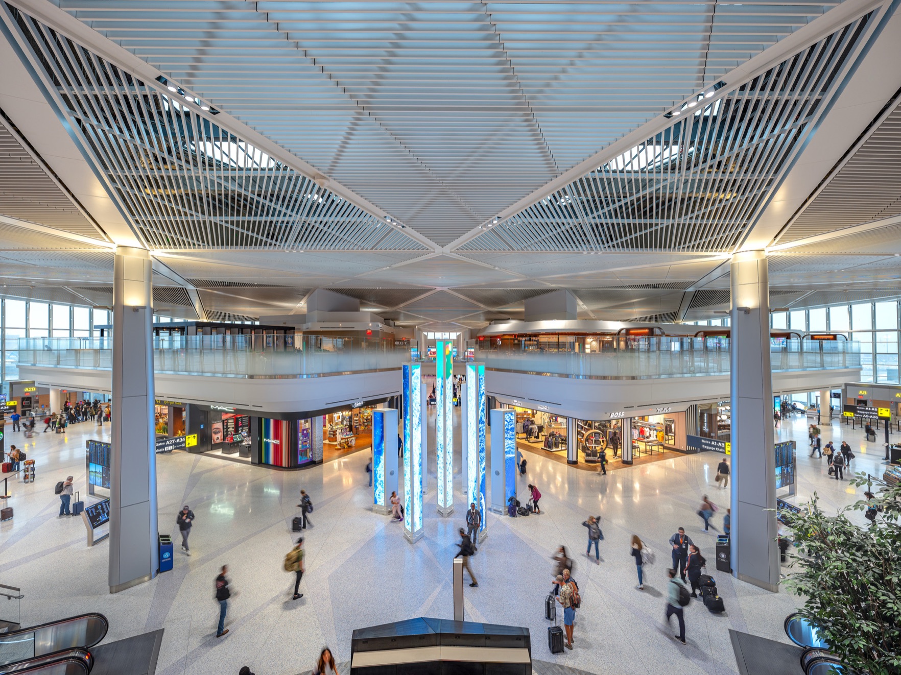 Interior concourse of a modern airport terminal